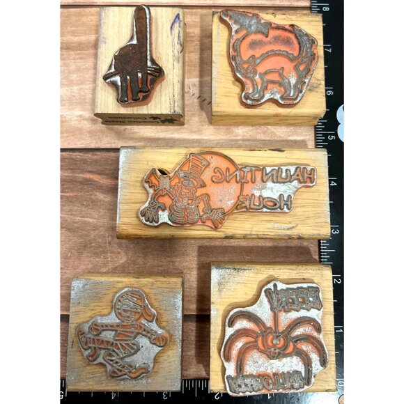 Canadian Maple Halloween Rubber Stamps Set Of 5 Black Cat Spider mummy - Picture 3 of 8